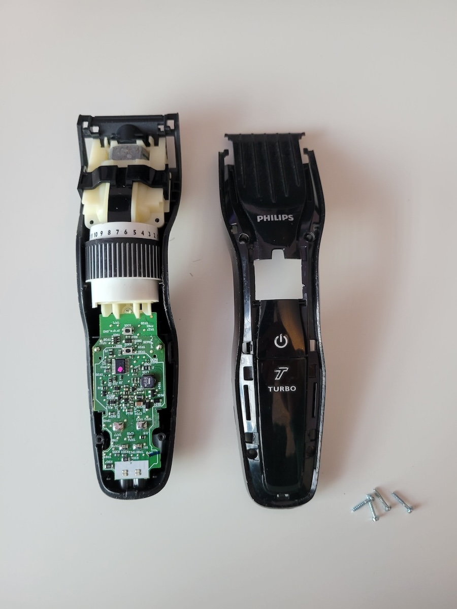 Philips HC5450 with whole front removed exposing circuit board