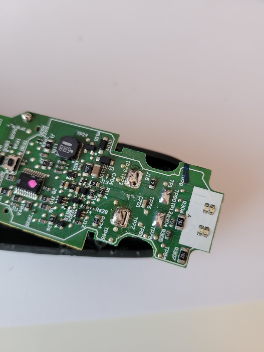 Batteries soldered onto board